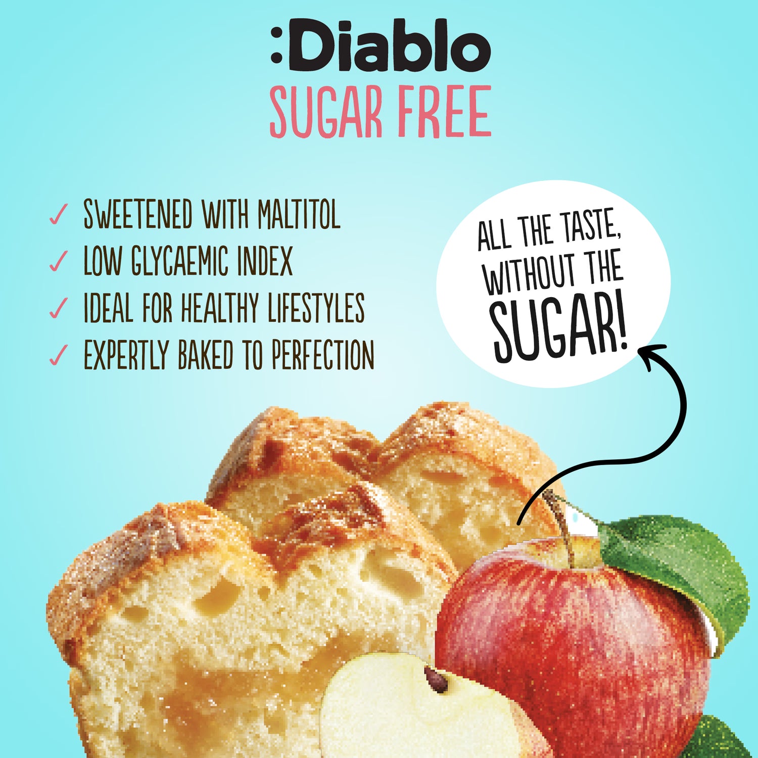 Diablo no added sugar baked apple cake 450g, UK version