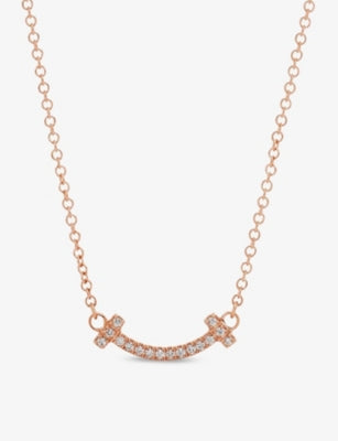 Tiffany T Smile necklace in 18ct rose gold with diamonds - British product