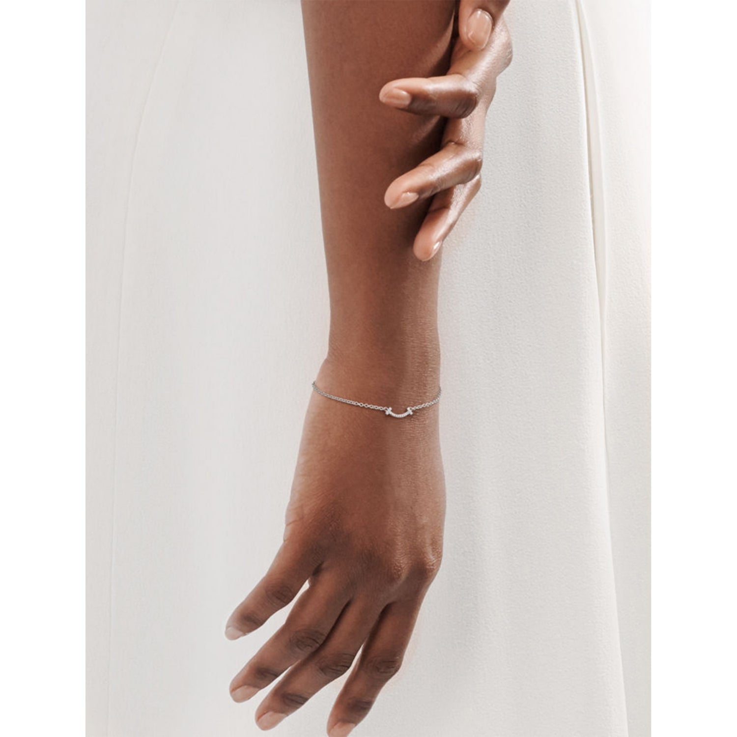 Tiffany & Co T Smile 18ct white-gold diamond bracelet (British brand)