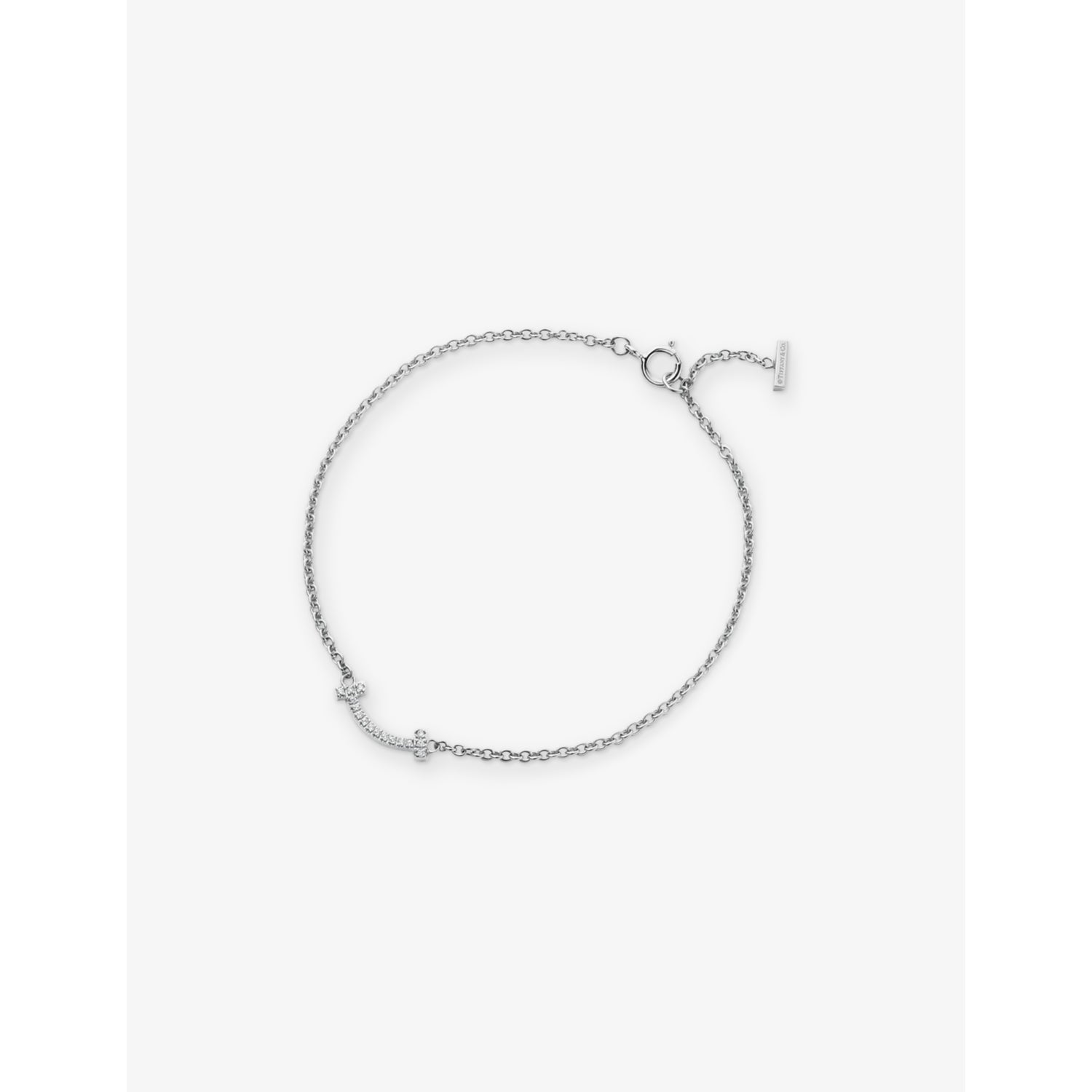 Tiffany T Smile 18ct white-gold and diamond bracelet - S