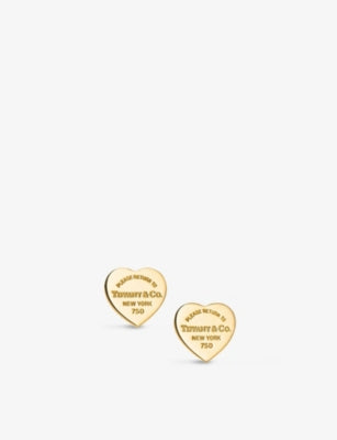 Tiffany & Co. 18ct gold mini heart tag earrings, UK version