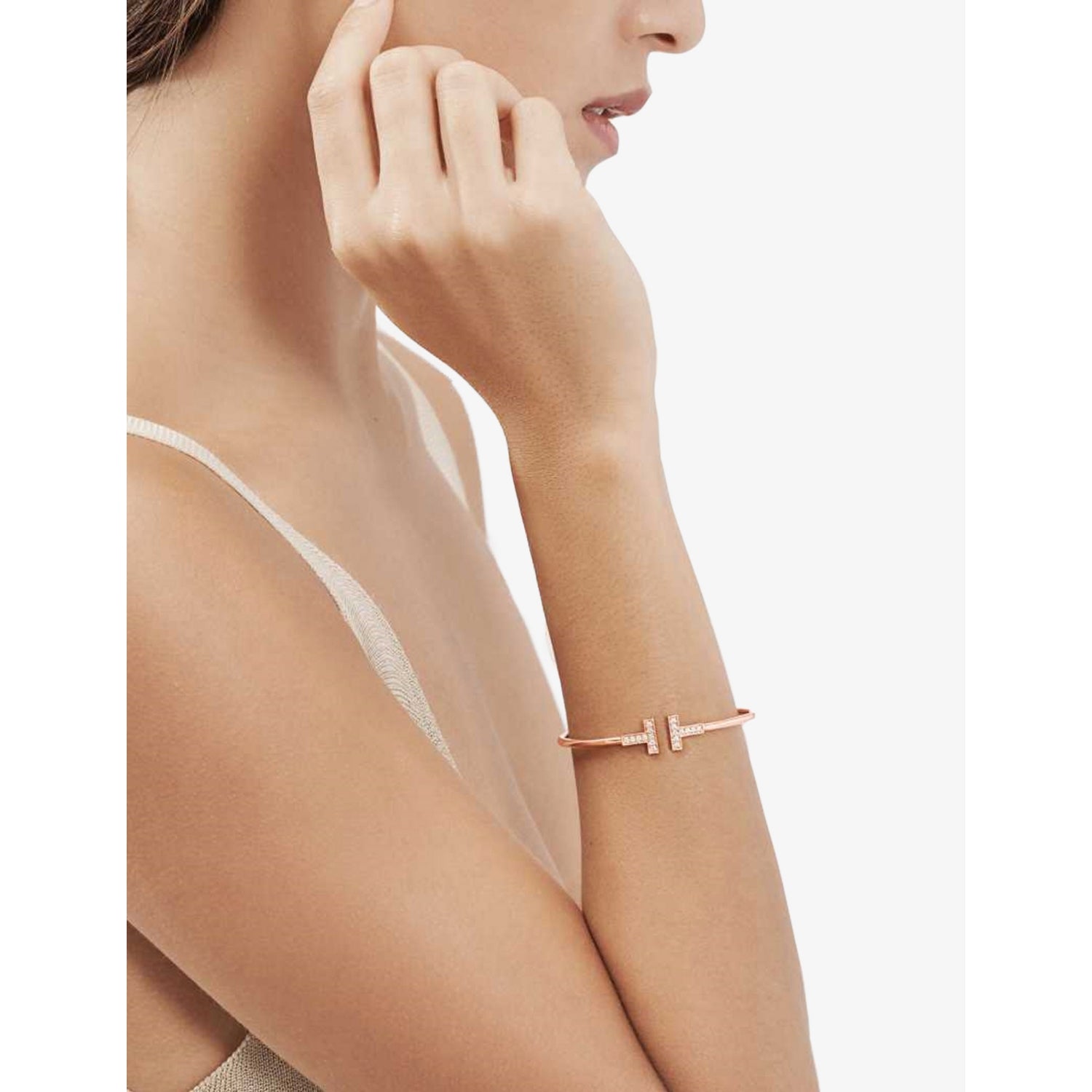 Tiffany & Co T Wire diamond bracelet in 18ct rose-gold, UK version