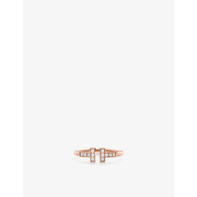 selfridges Tiffany T 18ct Rose-Gold Diamond Wire Ring- Buy online at McGrocer