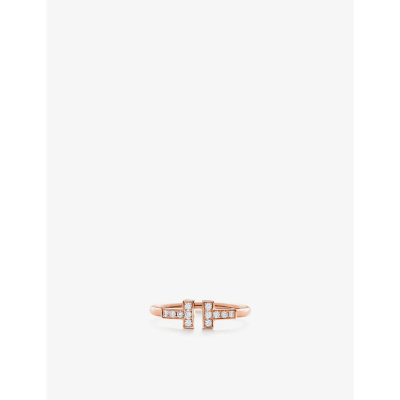 Tiffany T 18ct rose-gold and diamond wire ring - 5.5