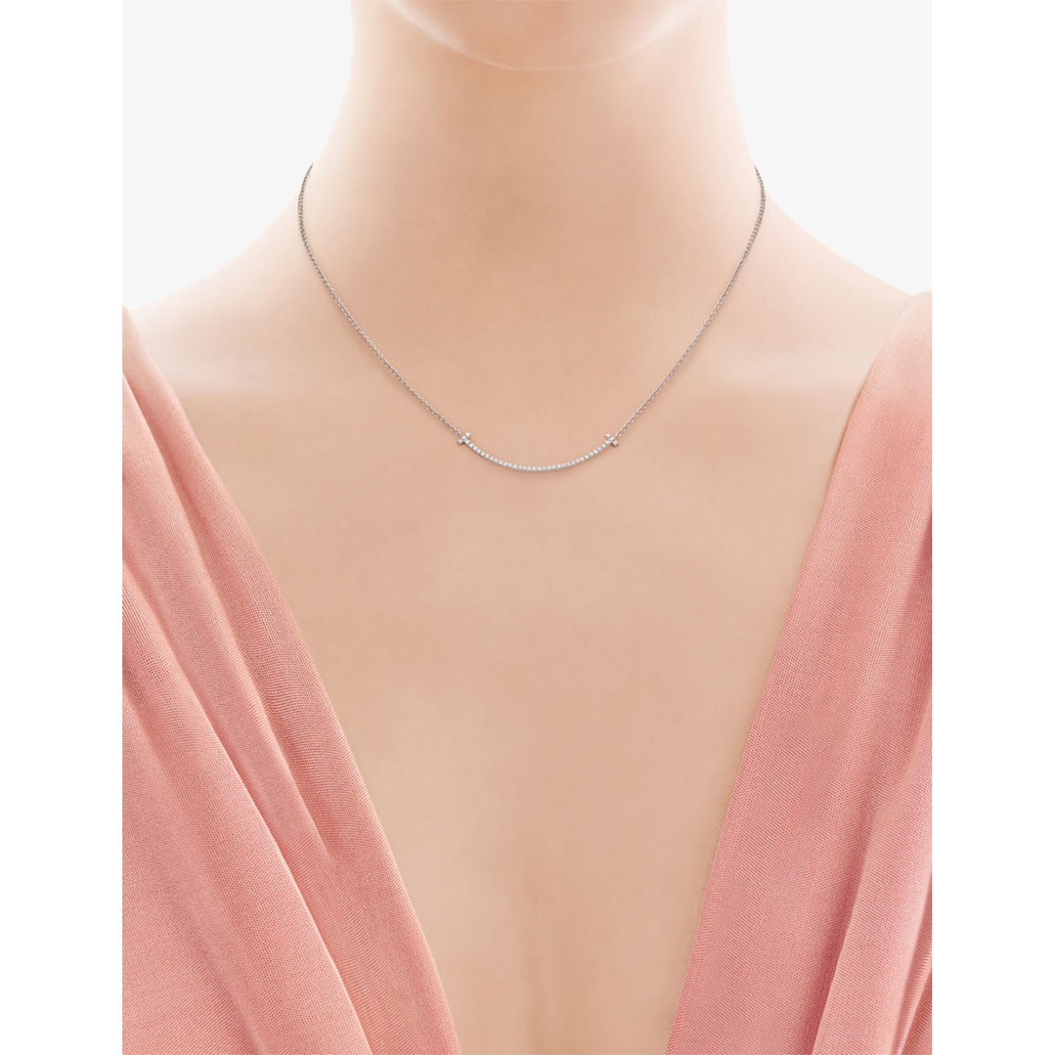 Tiffany & Co T Smile 18ct white gold diamond necklace, UK version
