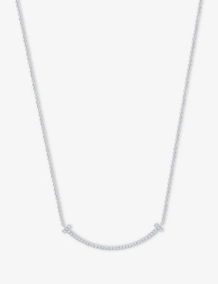 Tiffany & Co T Smile 18ct white gold diamond necklace, UK version