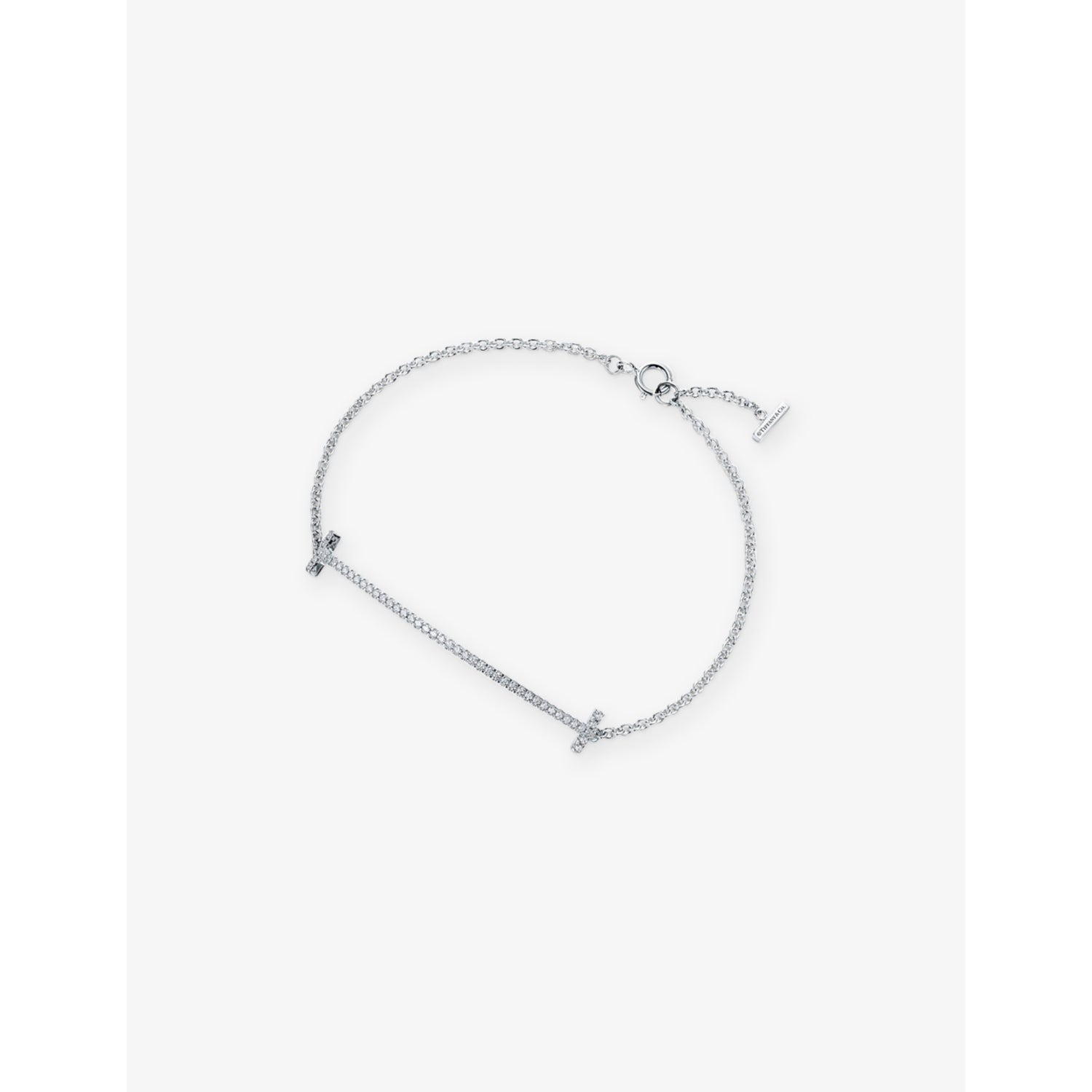 Tiffany T Smile 18ct white-gold and diamond bracelet - S