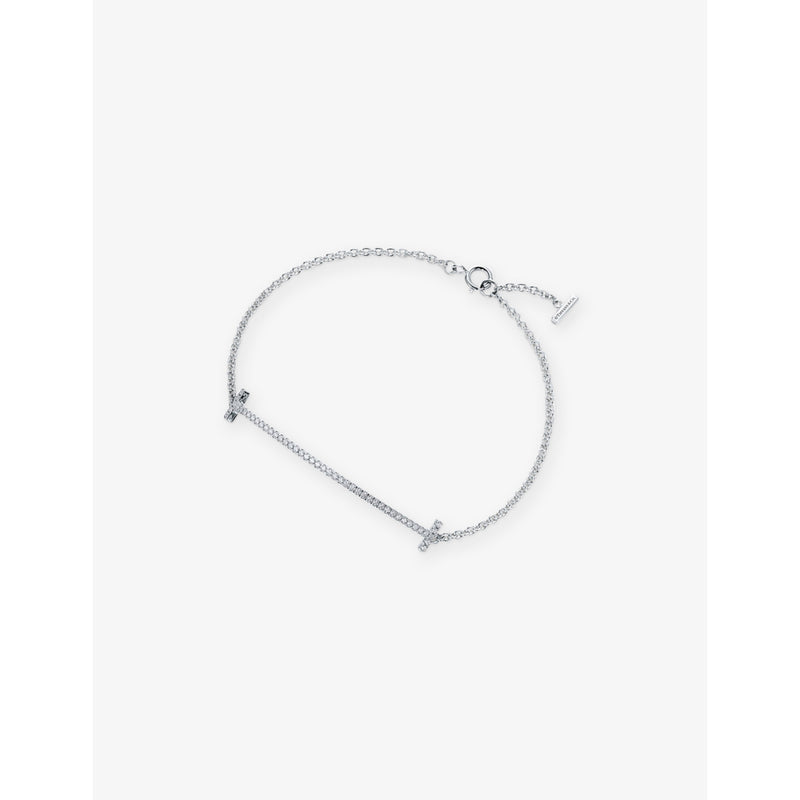 Tiffany T Smile 18ct white-gold and diamond bracelet - S
