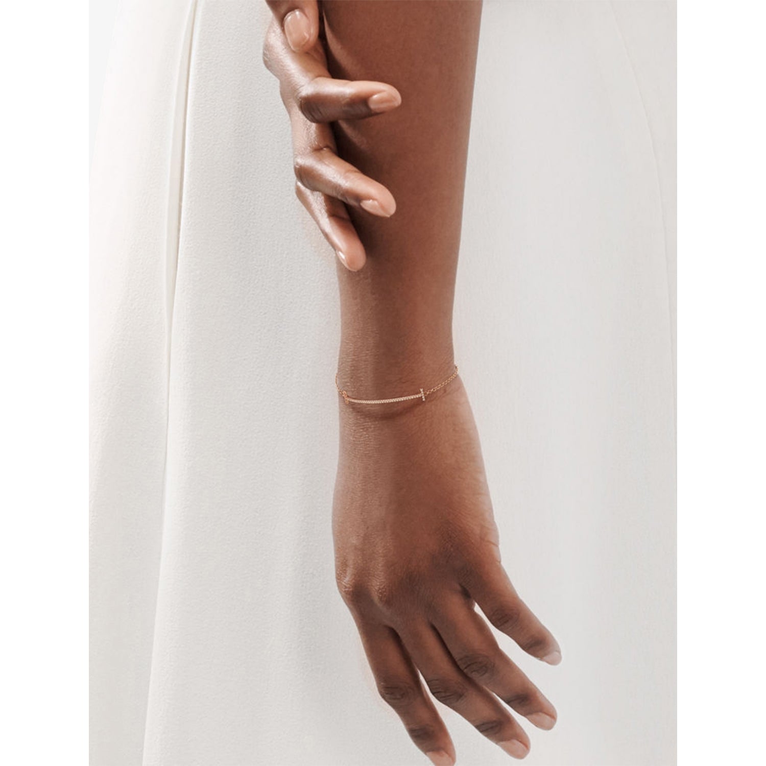 Tiffany 18ct rose-gold diamond bracelet, fits 16cm wrist, imported from the UK
