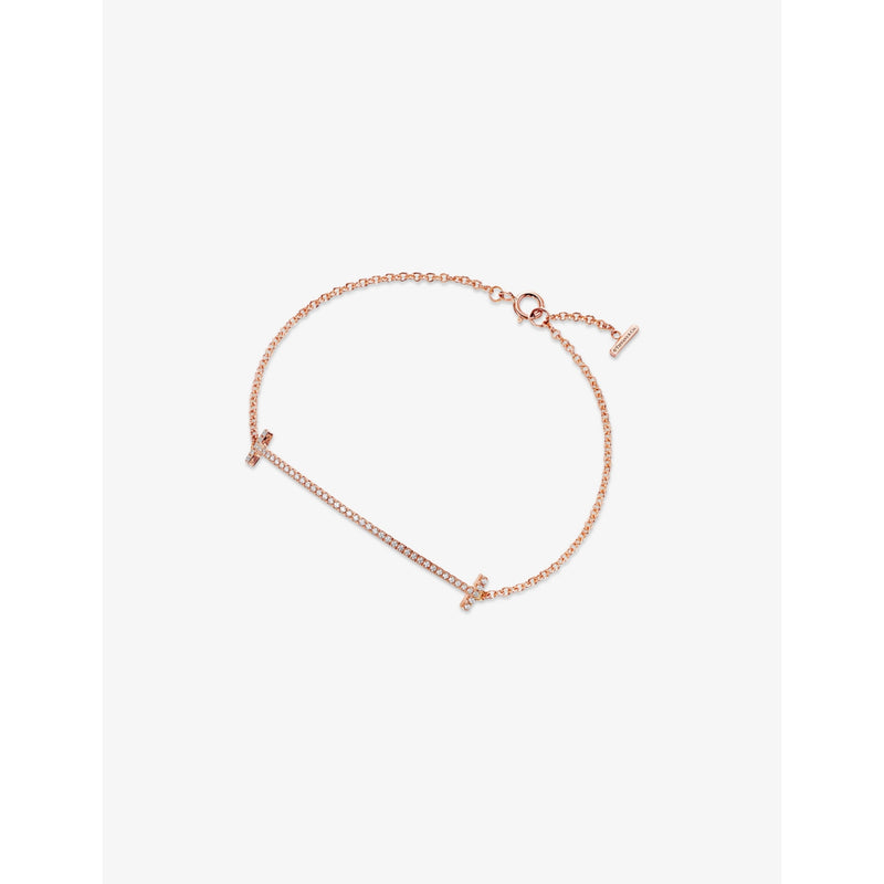 Tiffany T Smile 18ct rose-gold and diamond bracelet - S