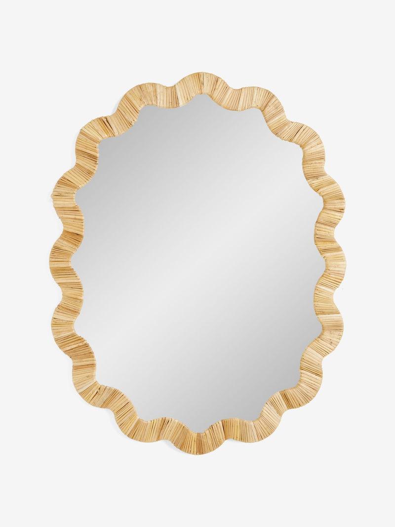 Nina Campbell natural hand woven scallop wall mirror 90cm, UK version