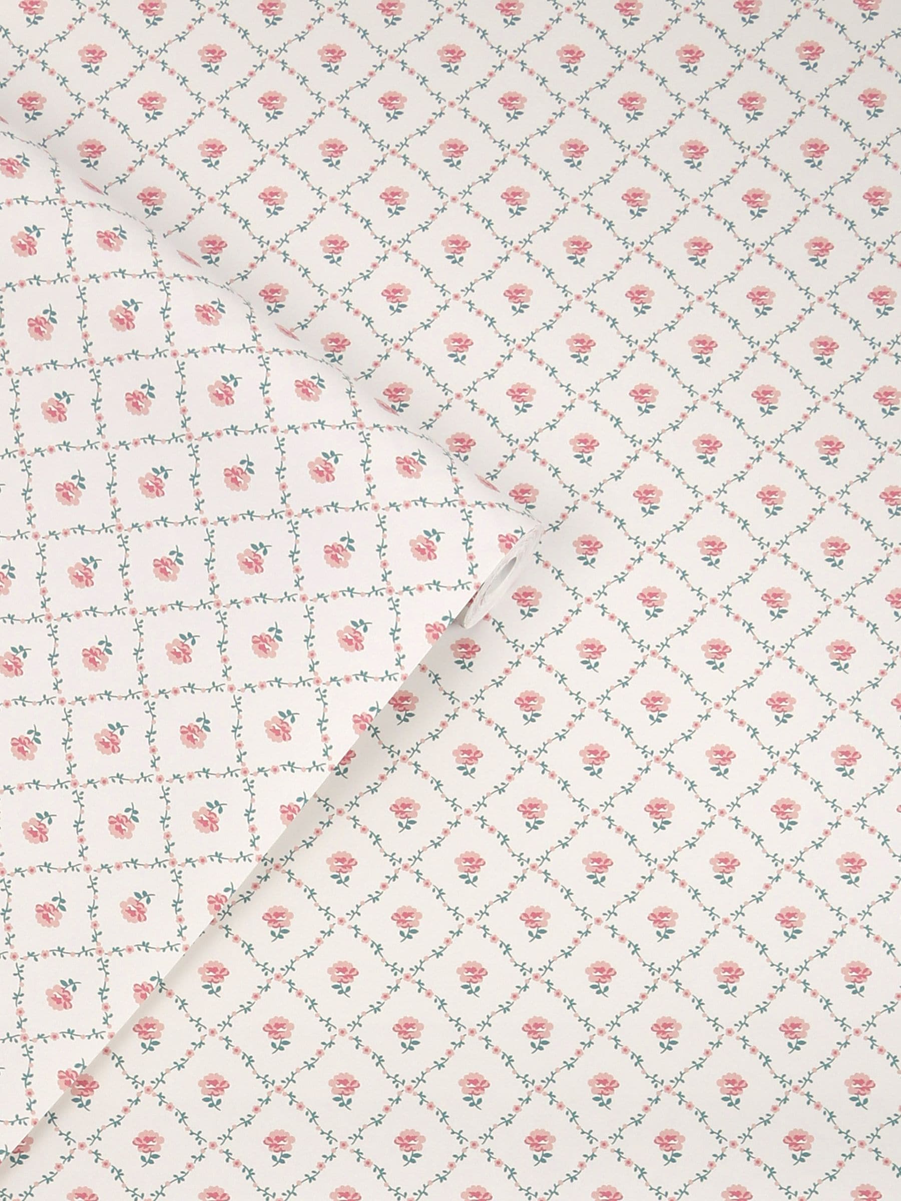 Laura Ashley Coral Pink Kate wallpaper roll (British brand)