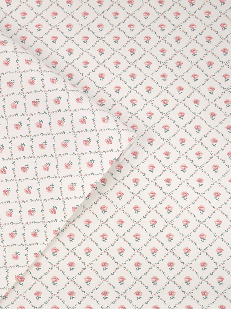 Laura Ashley Coral Pink Kate wallpaper roll (British brand)