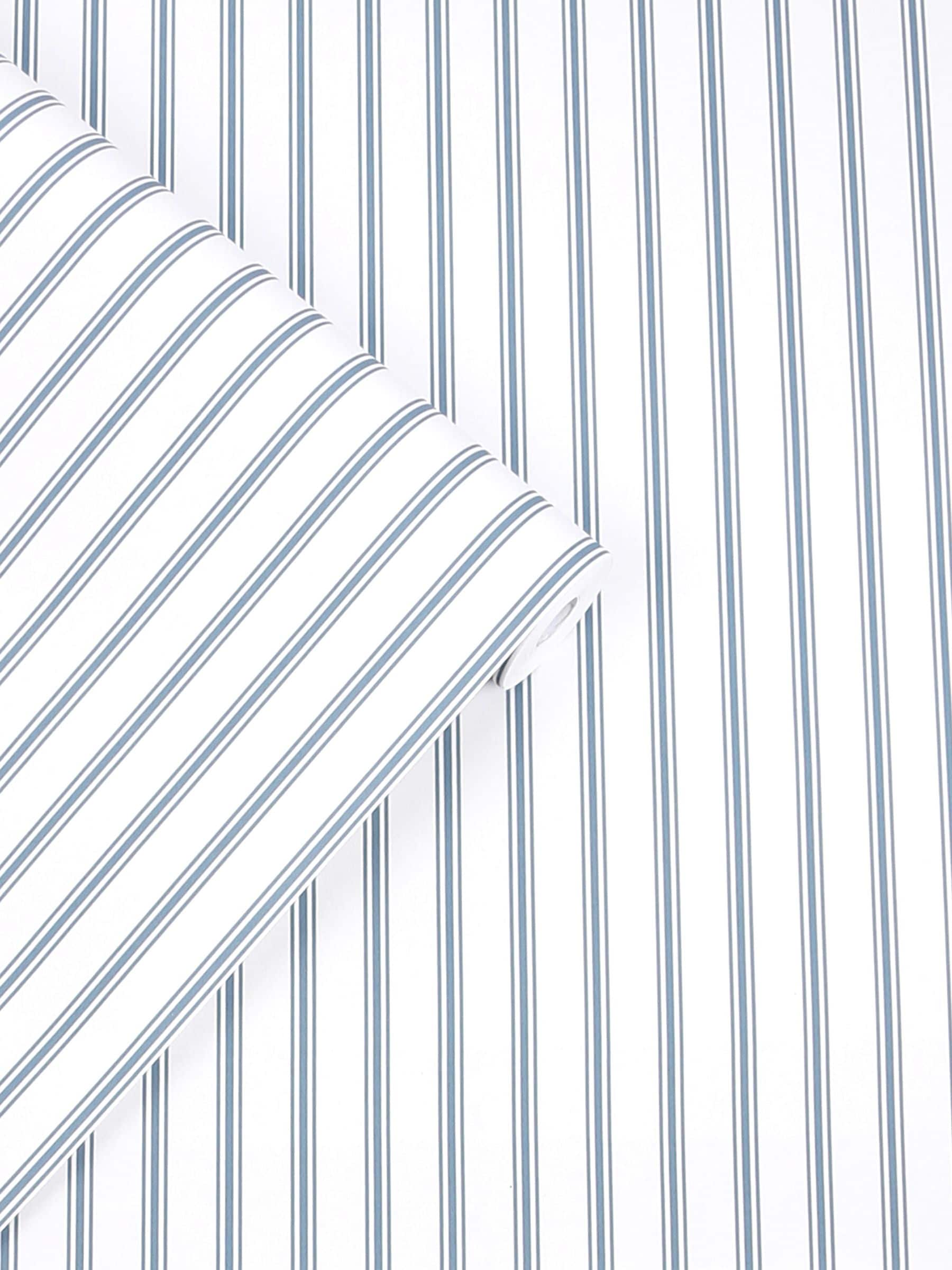 Laura Ashley Smoke Blue Farnworth Stripe wallpaper 10m (British brand)
