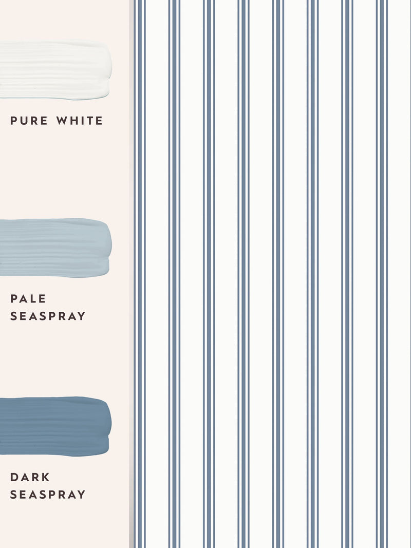 Laura Ashley Smoke Blue Farnworth Stripe wallpaper 10m (British brand)