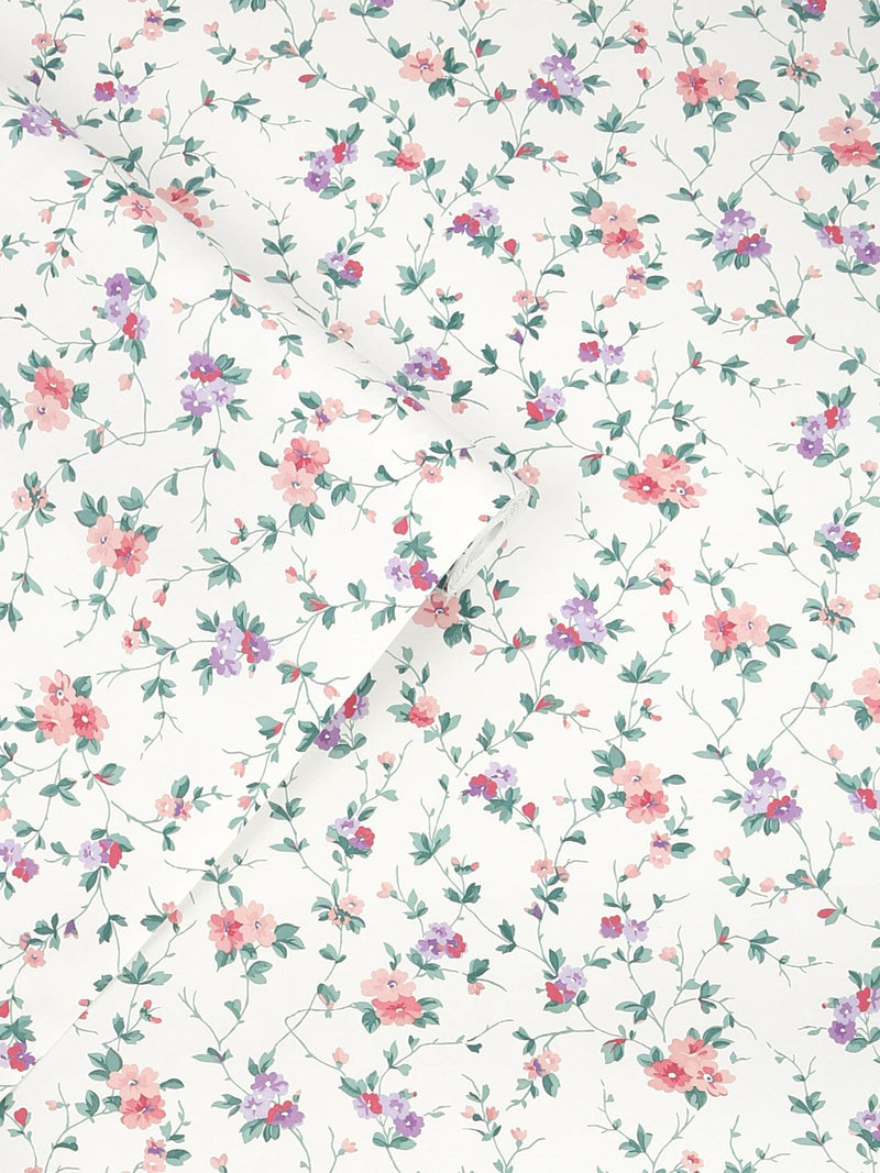 Laura Ashley Coral Pink Priory wallpaper 10-metre roll, UK version