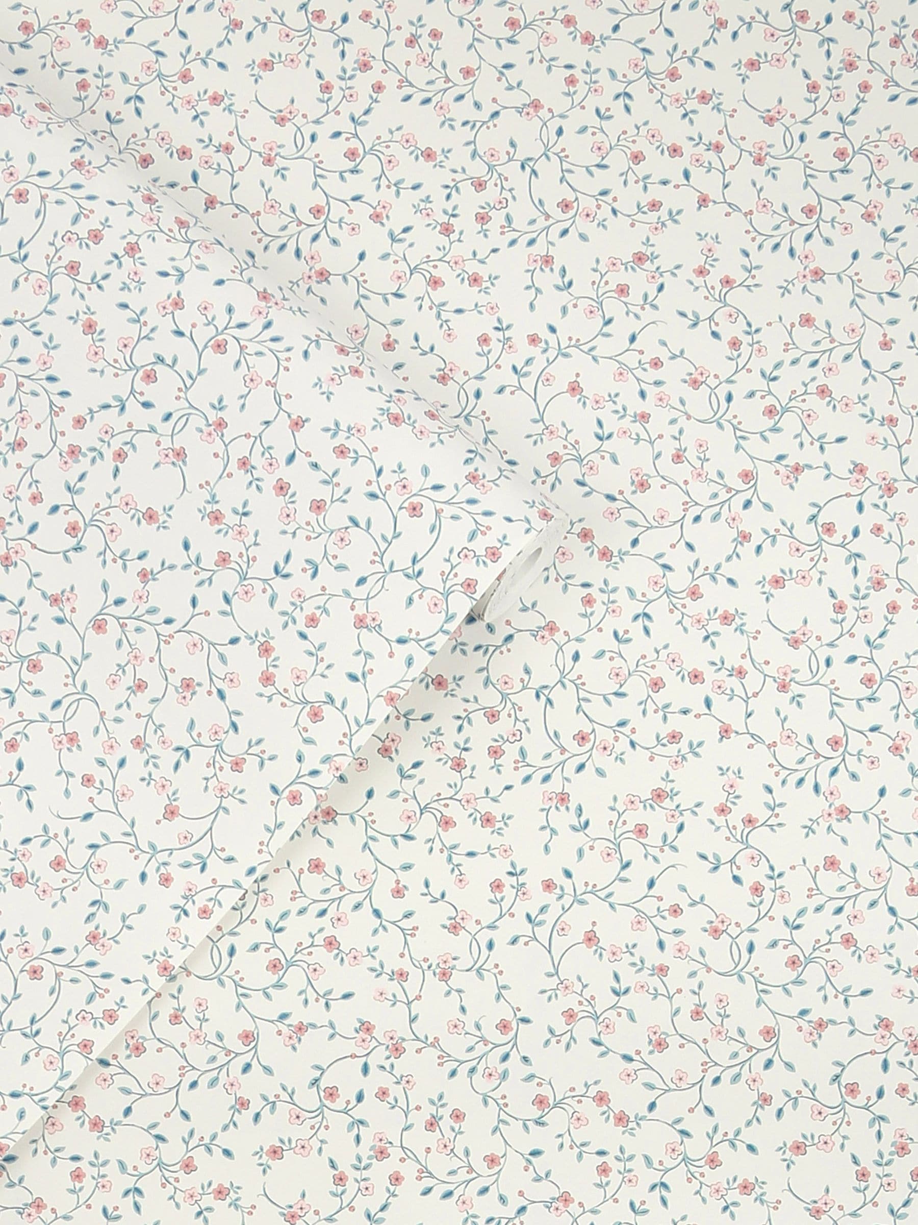 Laura Ashley wallpaper Dark Duck Egg Blue Blencow Sprig 10m - British product