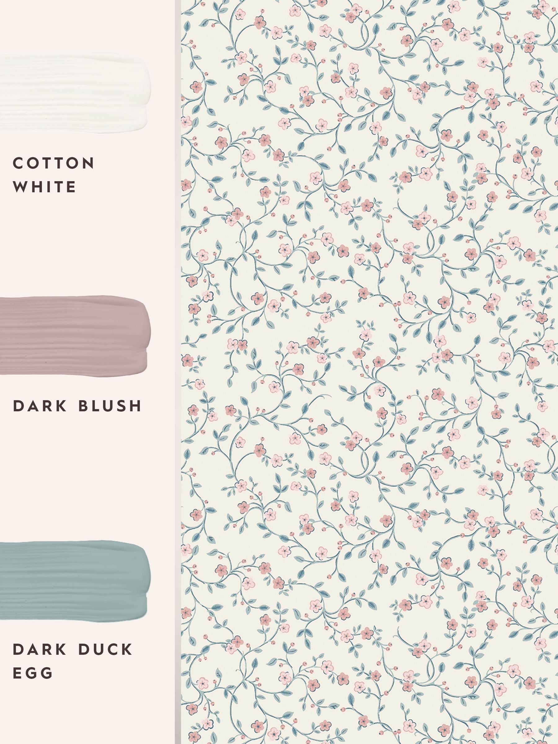 Laura Ashley wallpaper Dark Duck Egg Blue Blencow Sprig 10m - British product