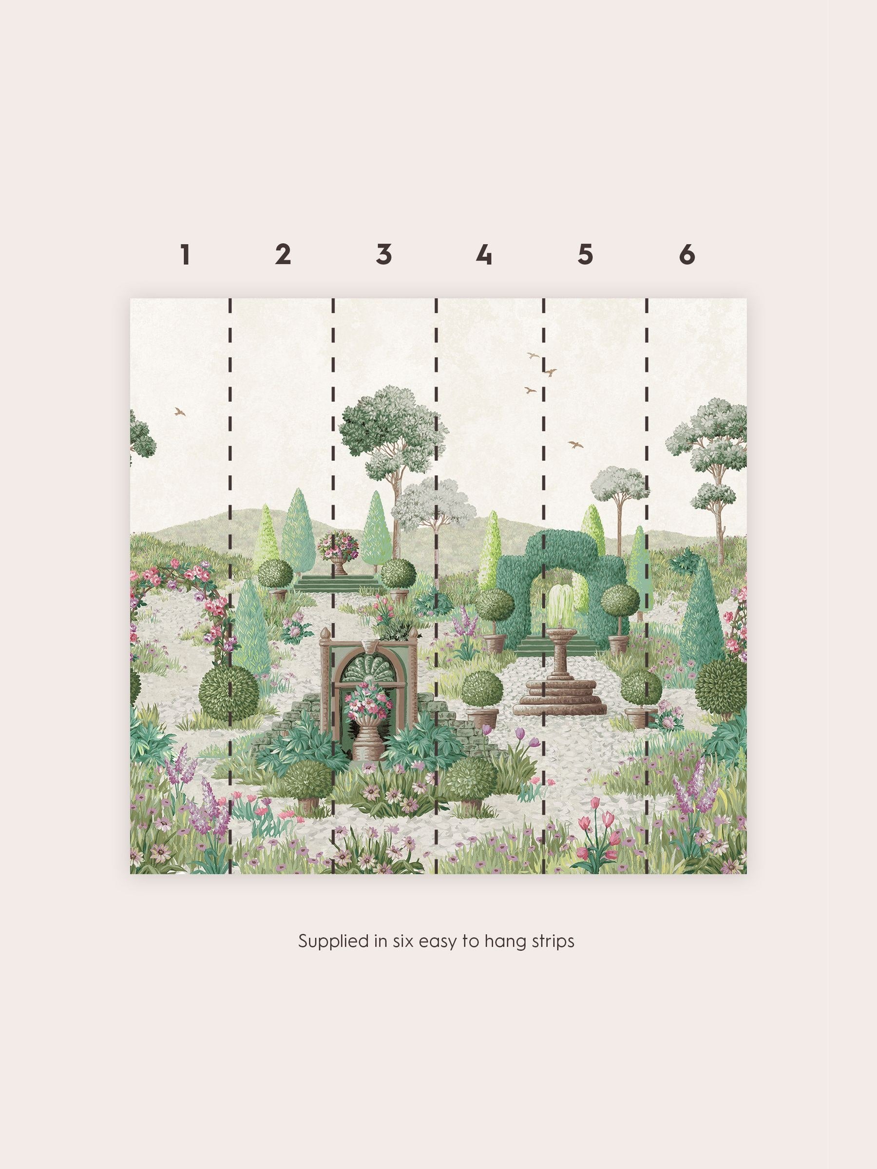 Laura Ashley Fern Green Naunton Folly mural 3m (British brand)