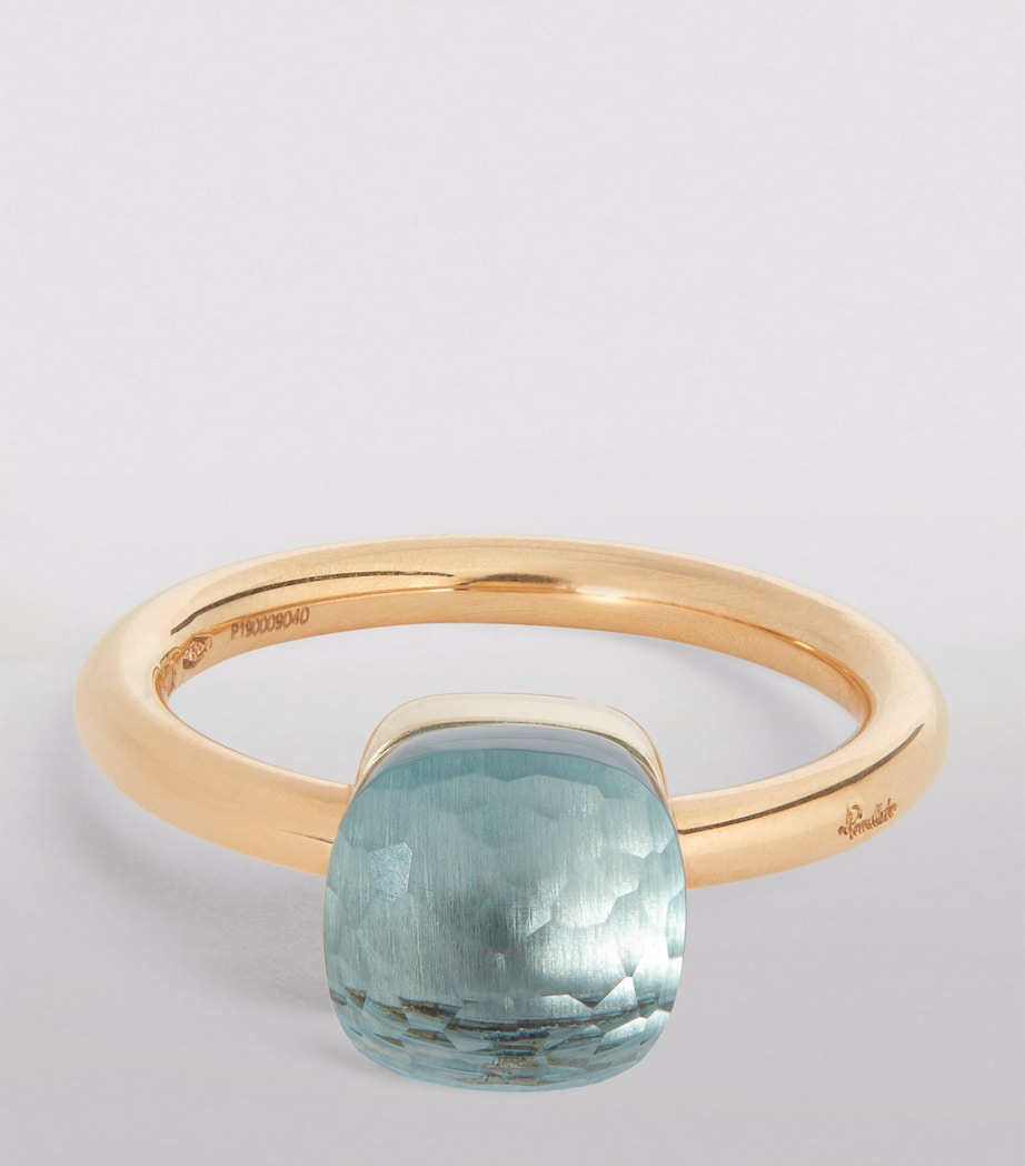 Pomellato blue topaz Nudo ring 18k rose gold (British brand)