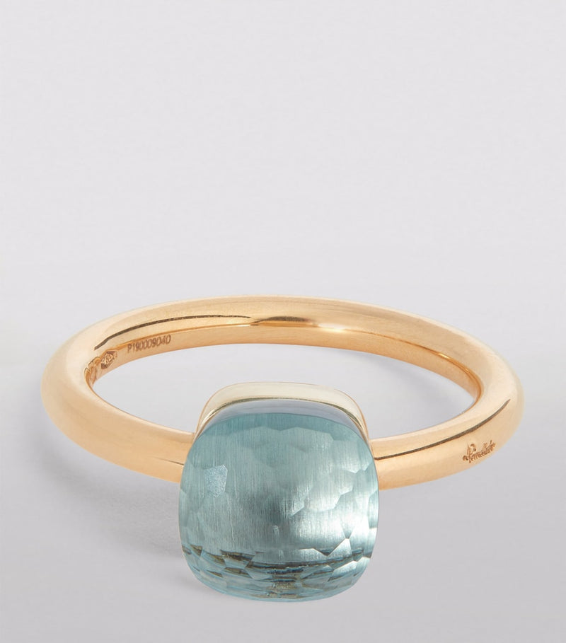 Pomellato blue topaz Nudo ring 18k rose gold (British brand)