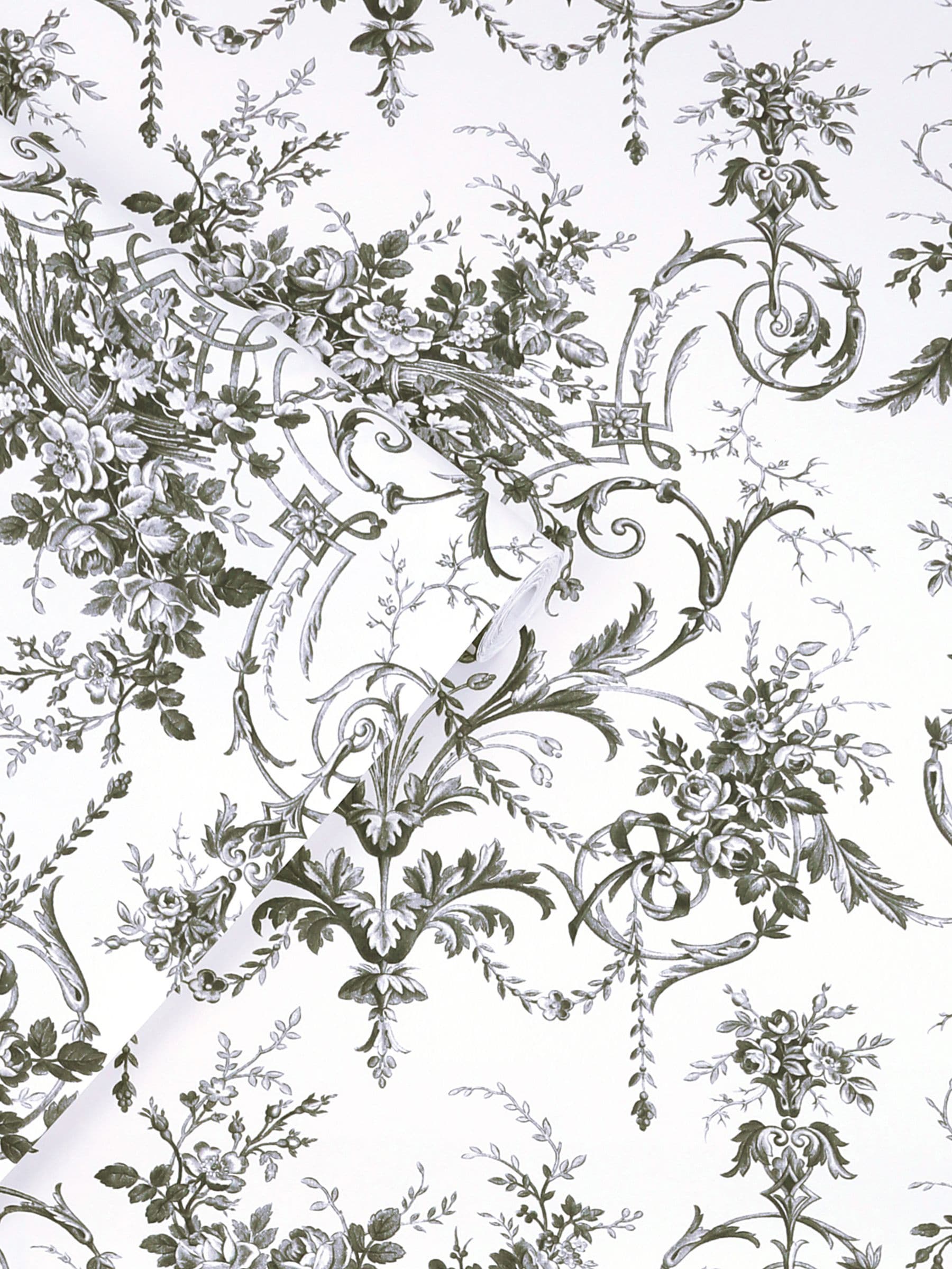 Laura Ashley Tuileries wallpaper charcoal grey 10m, UK version