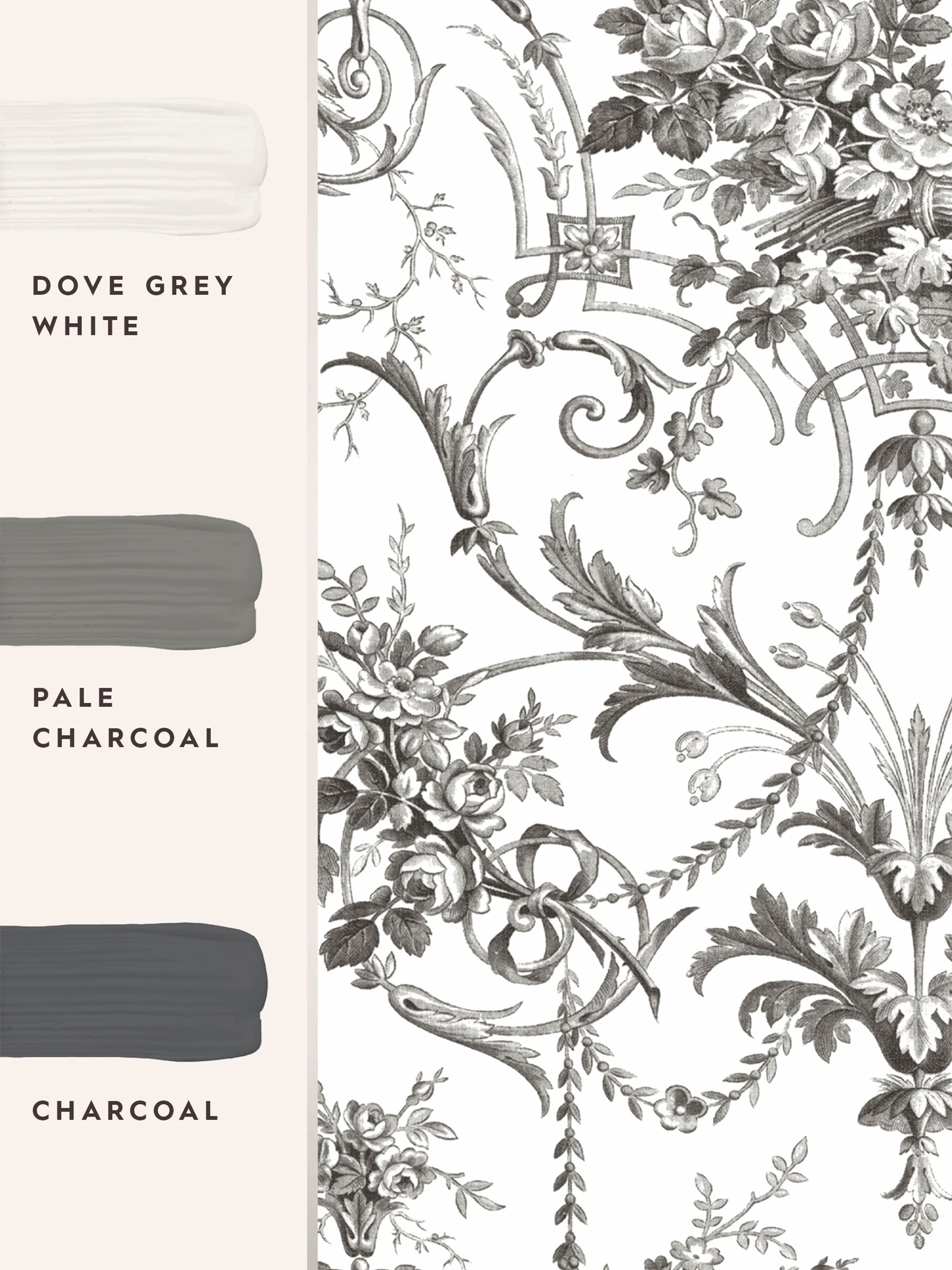 Laura Ashley Tuileries wallpaper charcoal grey 10m, UK version