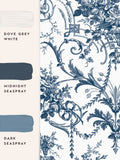 Laura Ashley Tuileries wallpaper in Midnight Blue, imported from the UK