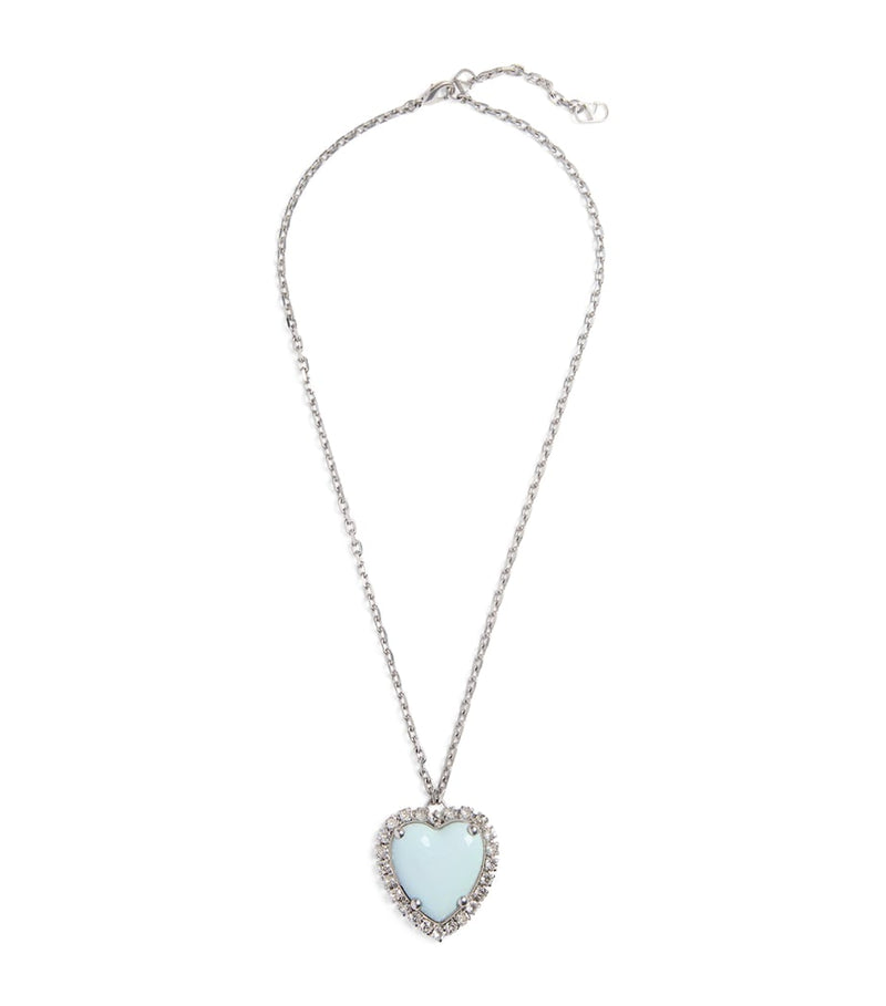 Valentino Garavani crystal heart necklace palladium finish, UK version