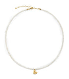 Monica Vinader mini gold vermeil pearl heart necklace, imported from the UK