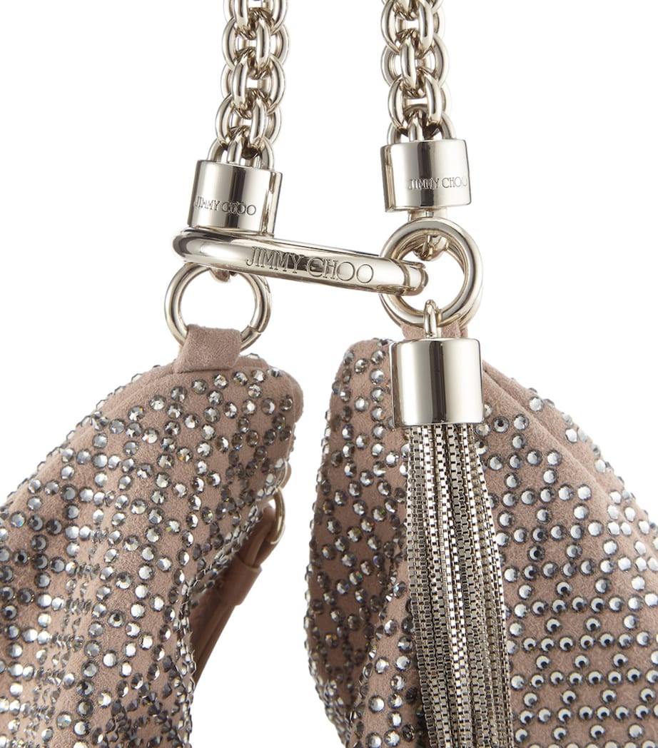 Jimmy Choo Callie clutch bag suede crystal embellishments (British brand)