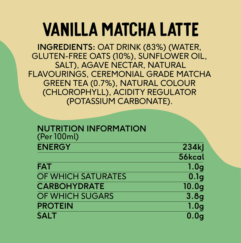 PerfectTed oat matcha latte vanilla 250ml, UK version