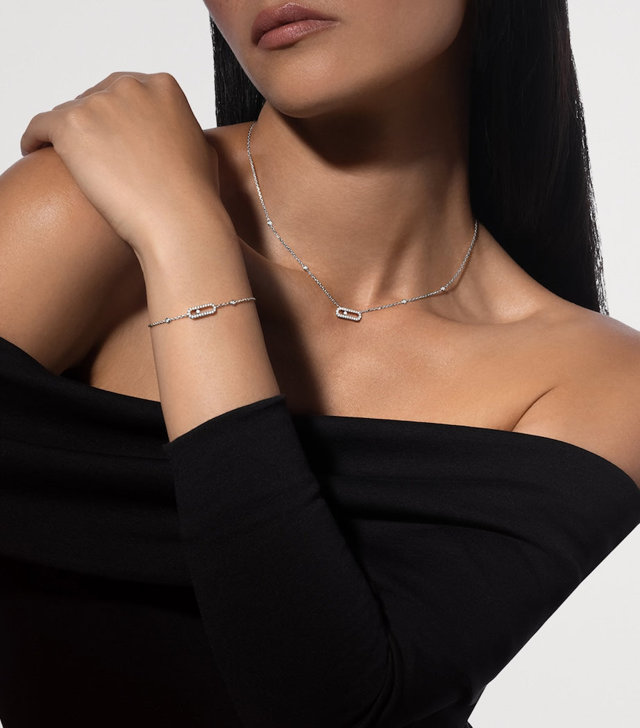 Messika Move Uno white gold diamond necklace 0.22ct, UK version