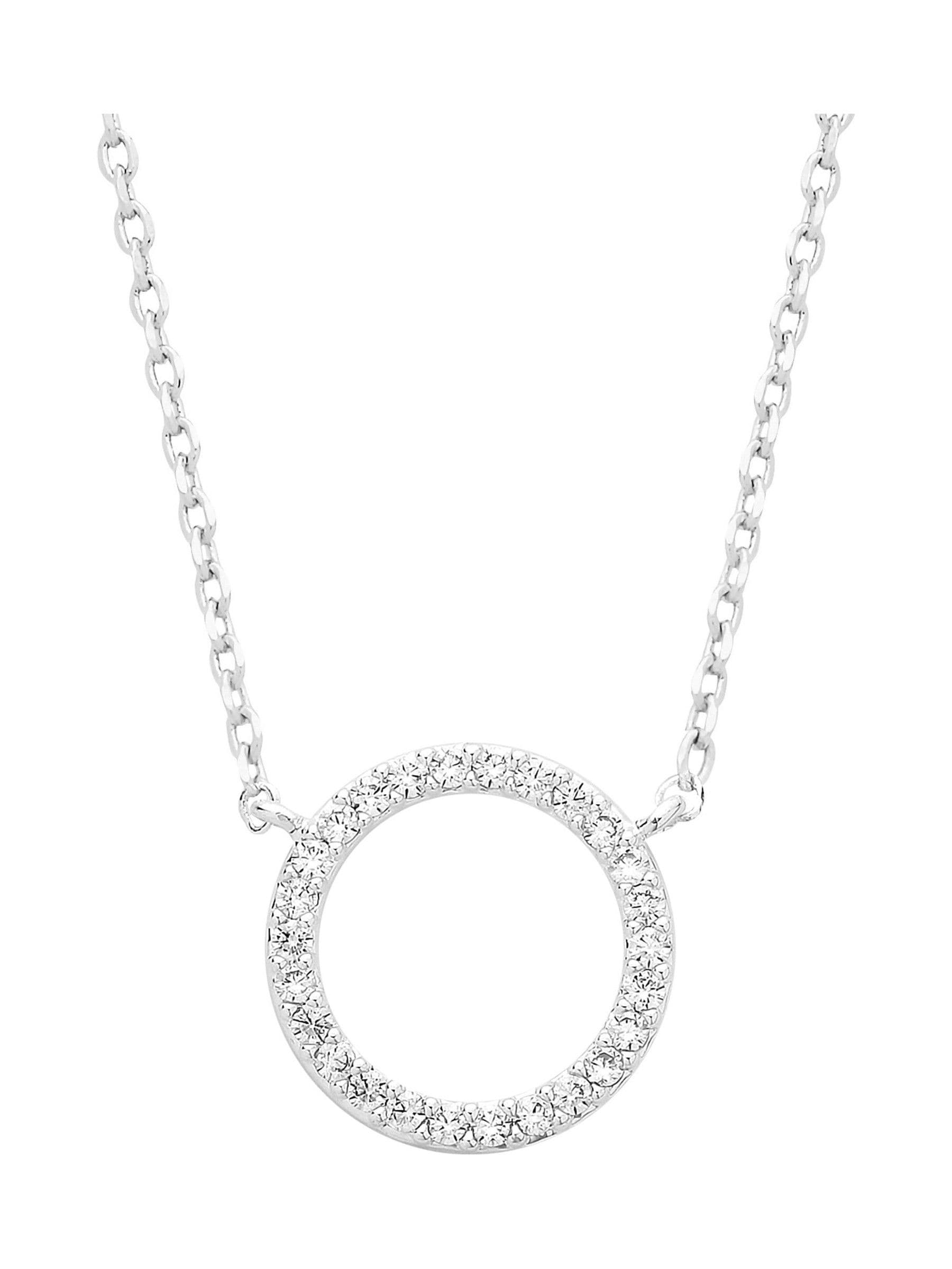 Estella Bartlett Silver Tone Large Pave Set Circle CZ Necklace