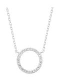 Estella Bartlett Silver Tone Large Pave Set Circle CZ Necklace