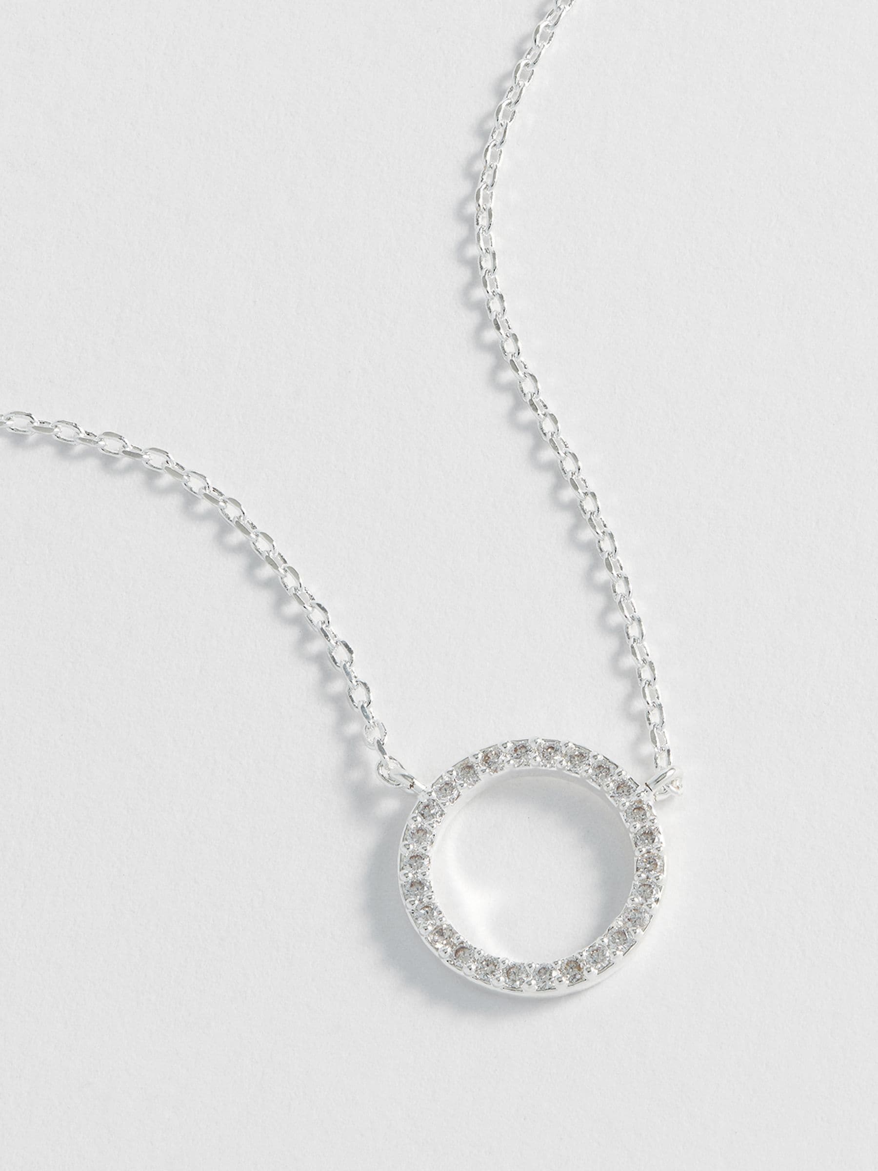 Estella Bartlett Silver Tone Large Pave Set Circle CZ Necklace