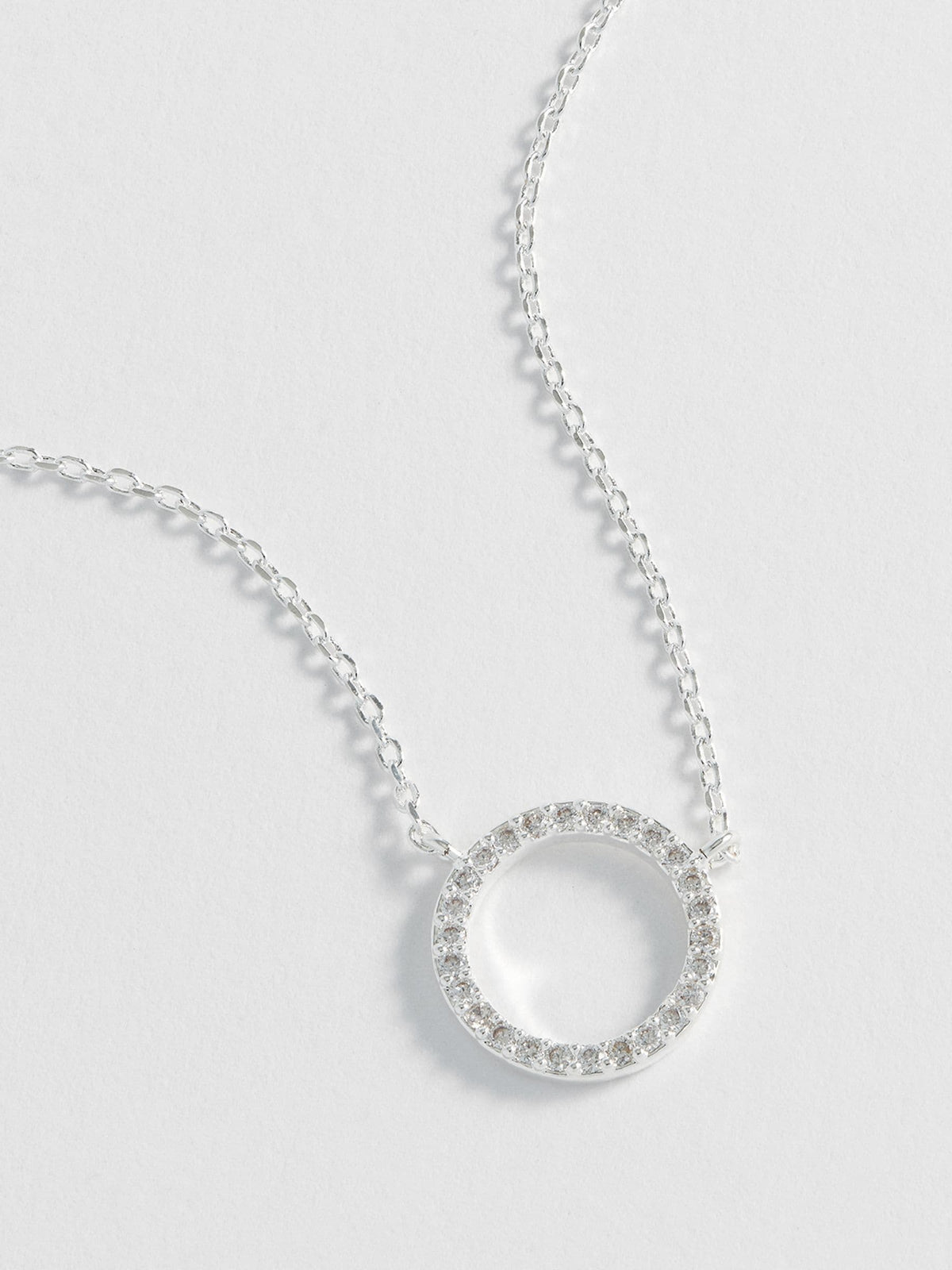 Estella Bartlett Silver Tone Large Pave Set Circle CZ Necklace
