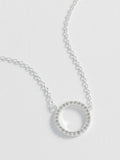 Estella Bartlett Silver Tone Large Pave Set Circle CZ Necklace