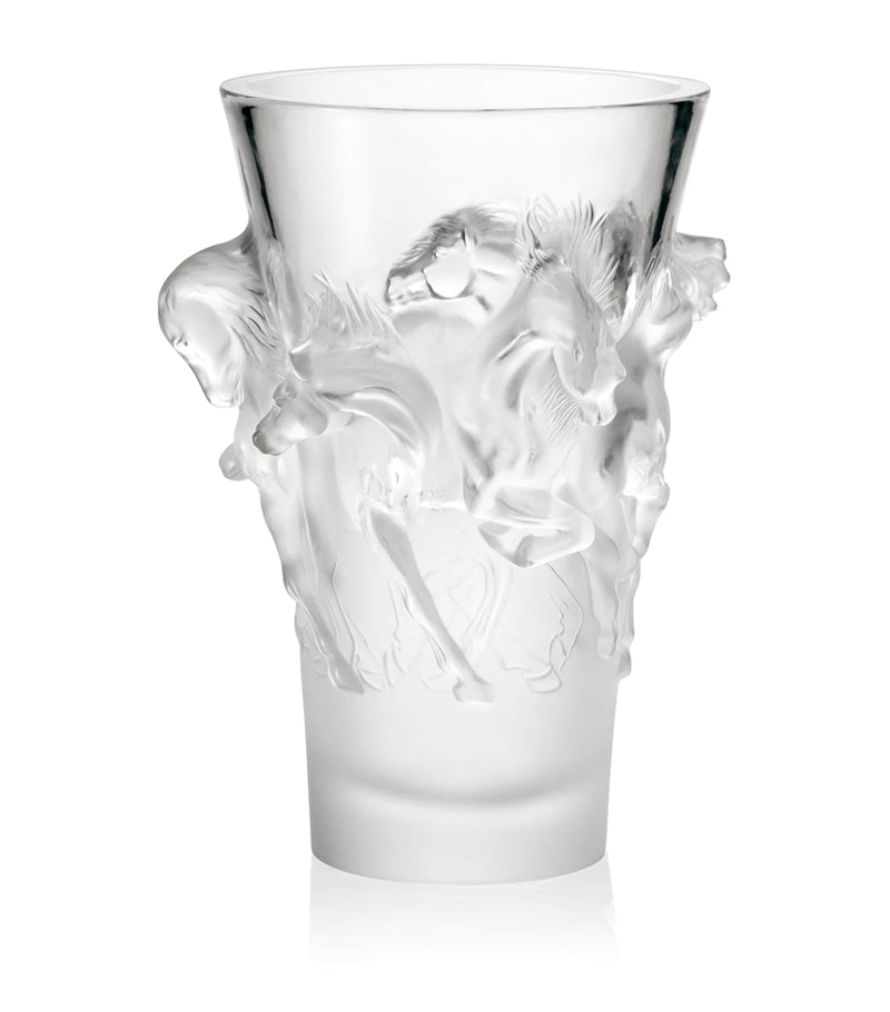 Lalique Equus crystal vase 38cm, UK version