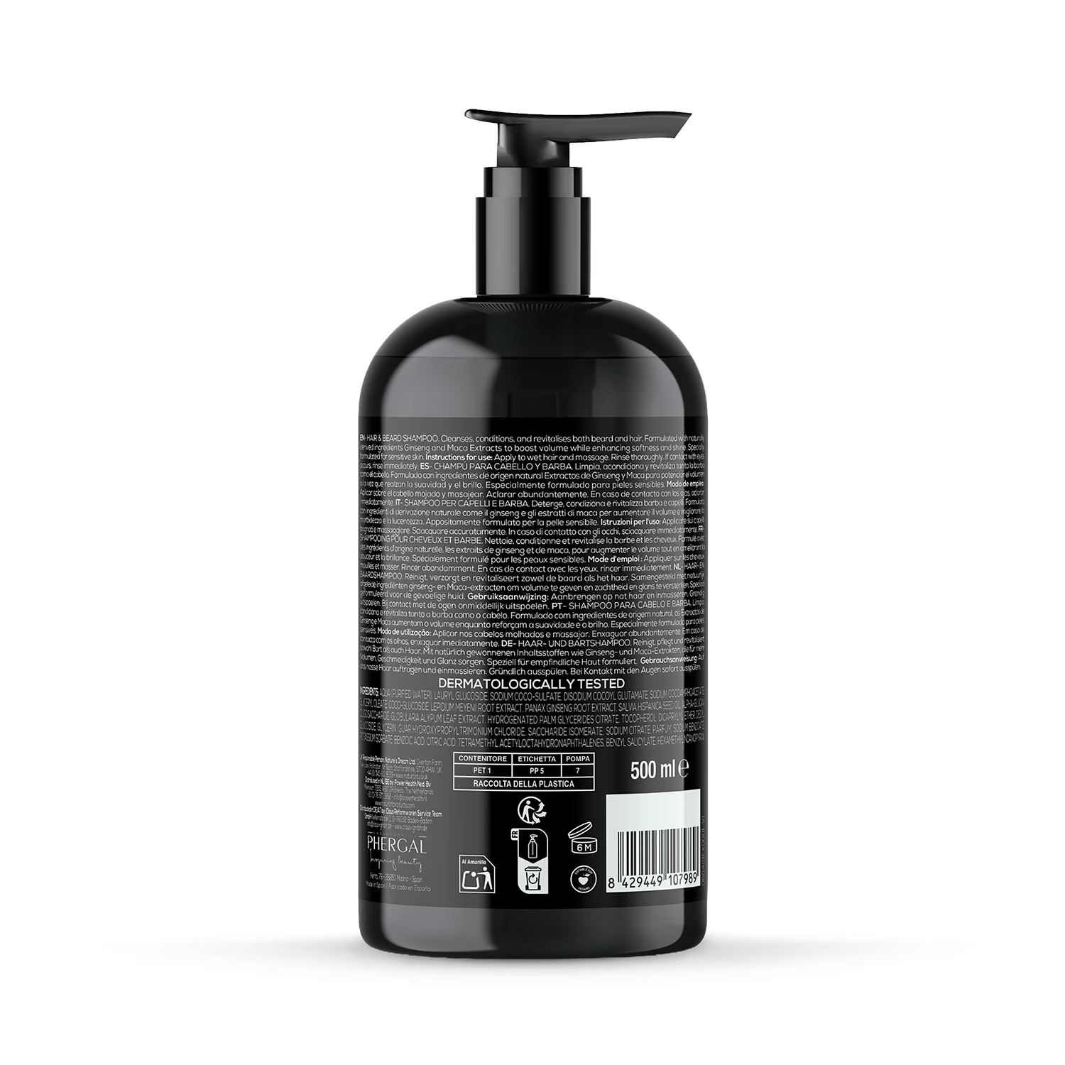 Naturtint Men Hair & Beard Shampoo 500ml (British brand)