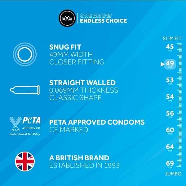 EXS Snug Fit condoms smaller size 48 pack (British brand)
