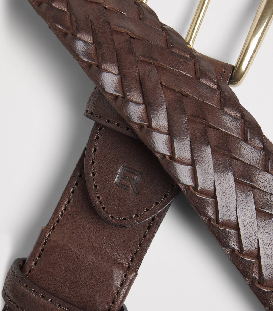 Elliot Rhodes leather braided belt handwoven, imported from the UK