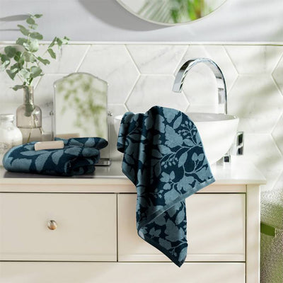 Argos Habitat Foliage Navy 2 Pack Hand Towels 90x50cm- Buy online at McGrocer