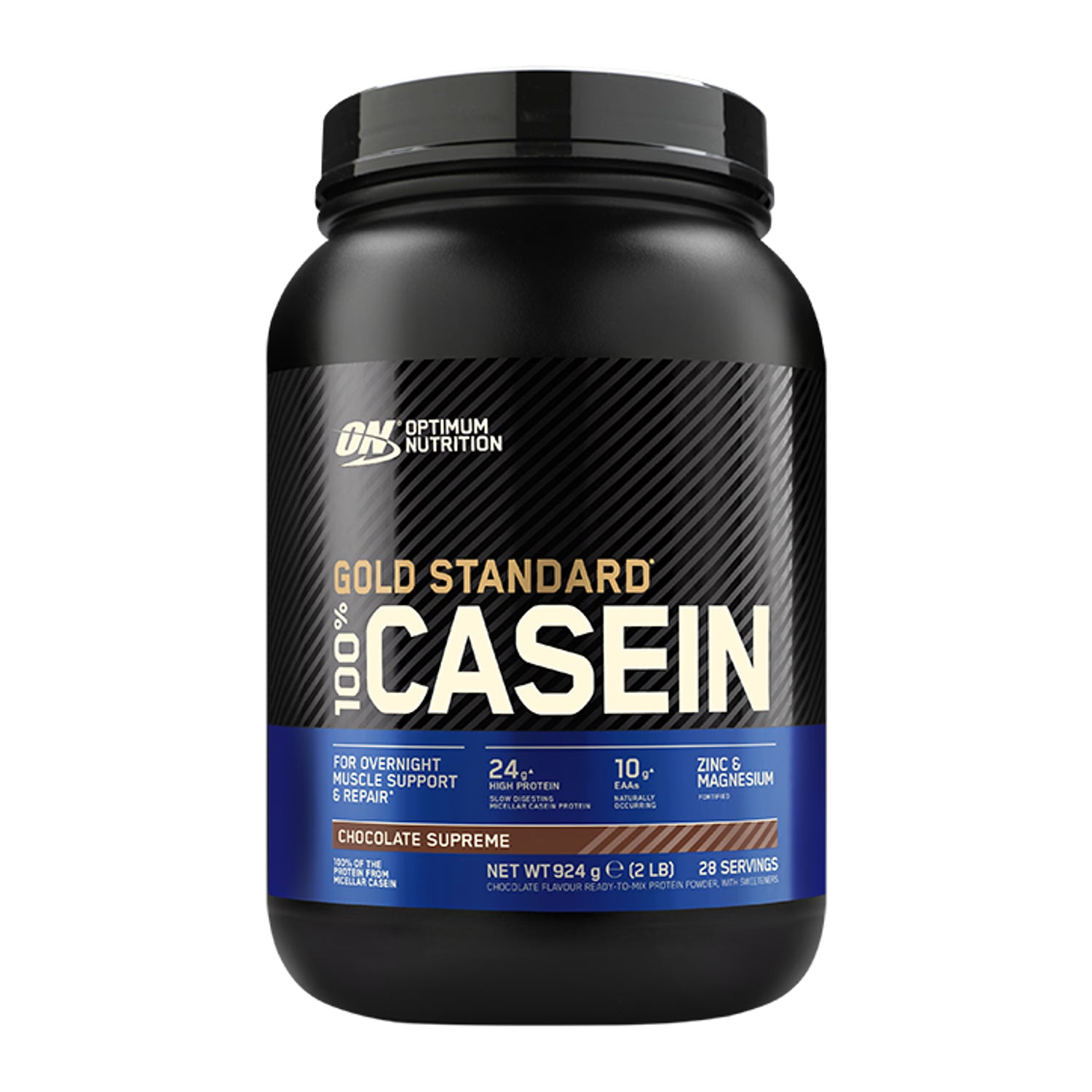 Optimum Nutrition casein powder chocolate 924g, imported from the UK