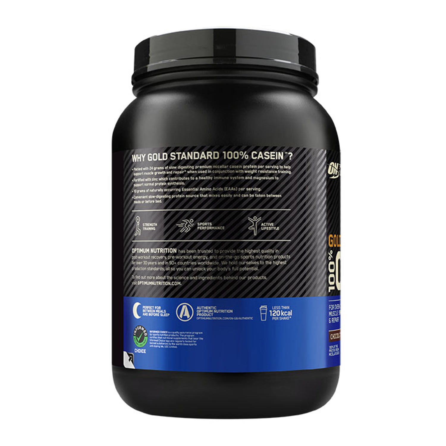 Optimum Nutrition casein powder chocolate 924g, imported from the UK