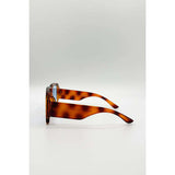 SVNX oversized square frame sunglasses brown stripe one size (British brand)