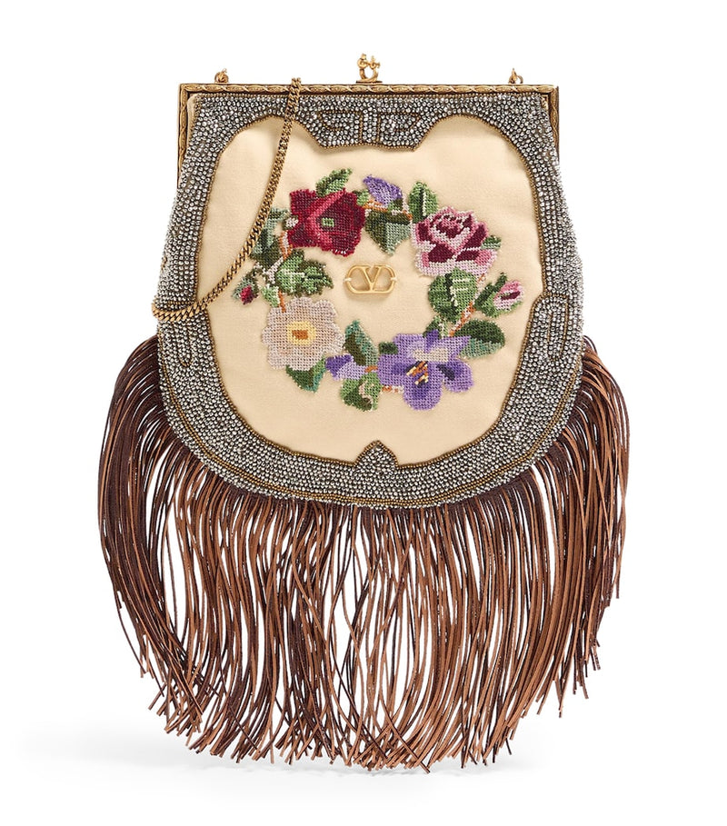 Valentino Garavani embellished floral shoulder bag - British product