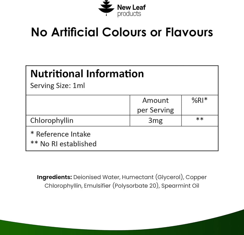 New Leaf Products chlorophyll liquid drops 100ml, imported from the UK