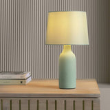 Argos Home sage green ceramic table lamp with fabric shade, imported from the UK