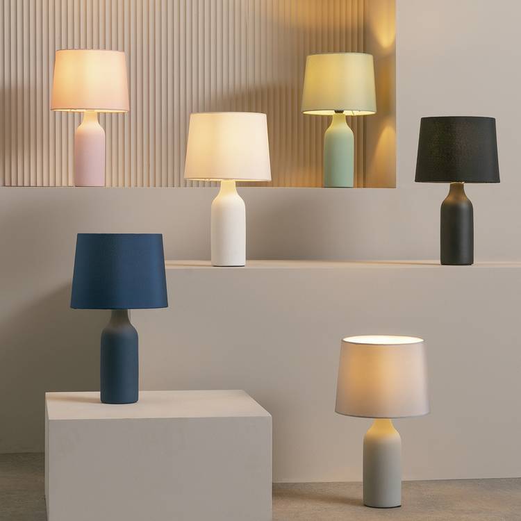Argos Home sage green ceramic table lamp with fabric shade, imported from the UK